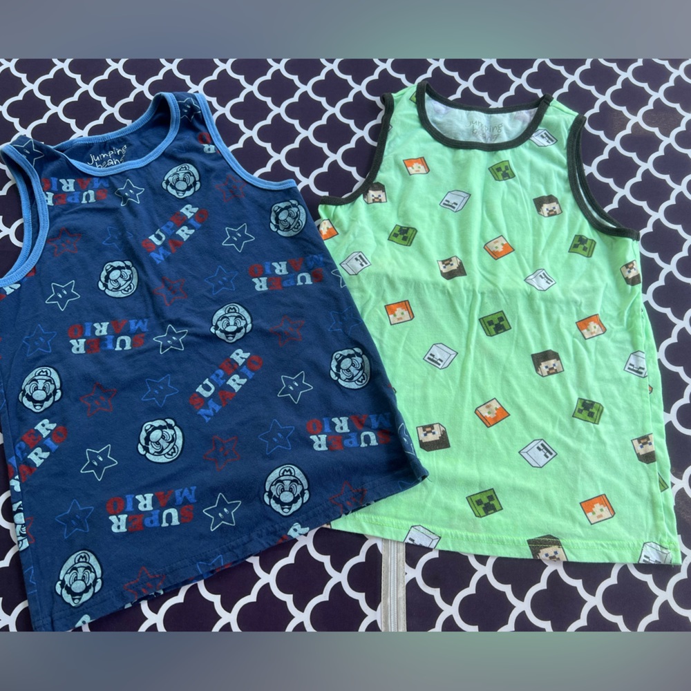 Jumping Beans Nintendo Super Mario and Minecraft tank tops 2 cotton